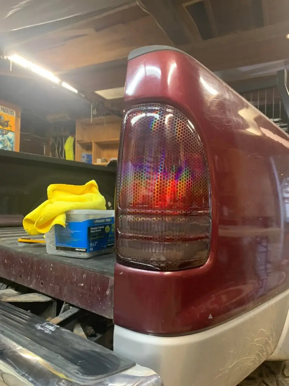 2001 Dodge Dakota smoked taillights: 01 dodge Dakota taillights done in VViViD bio pulse hex+ smoke (view 2)