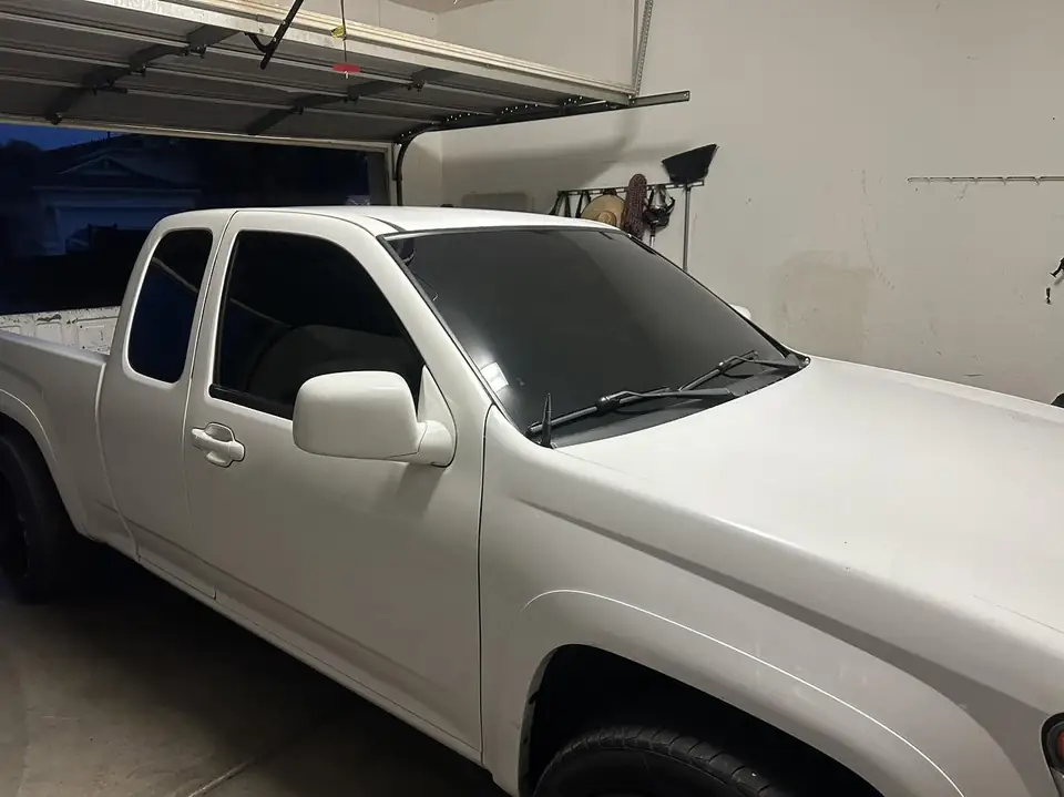 2004 Chevy Colorado window tint: Remove old faded tint from front doors, 20% nano ceramic front doors, 20% nano ceramic full front windshield (view 2)