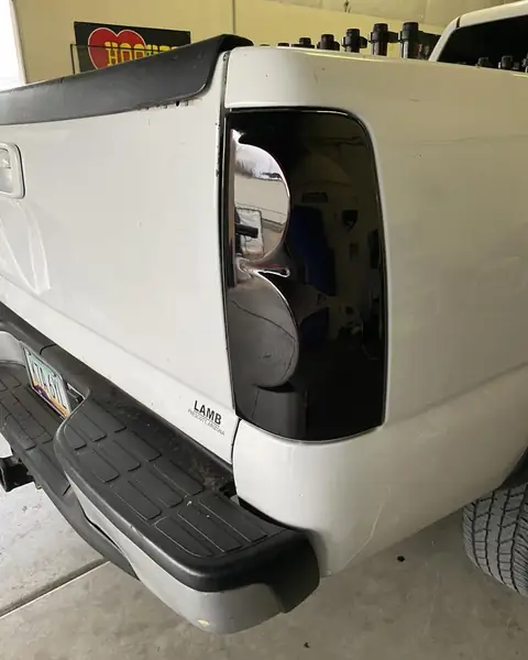 2006 Chevy 2500 smoked taillights: Premium Super Gloss mid-smoke for tails and 3rd brake light (view 2)