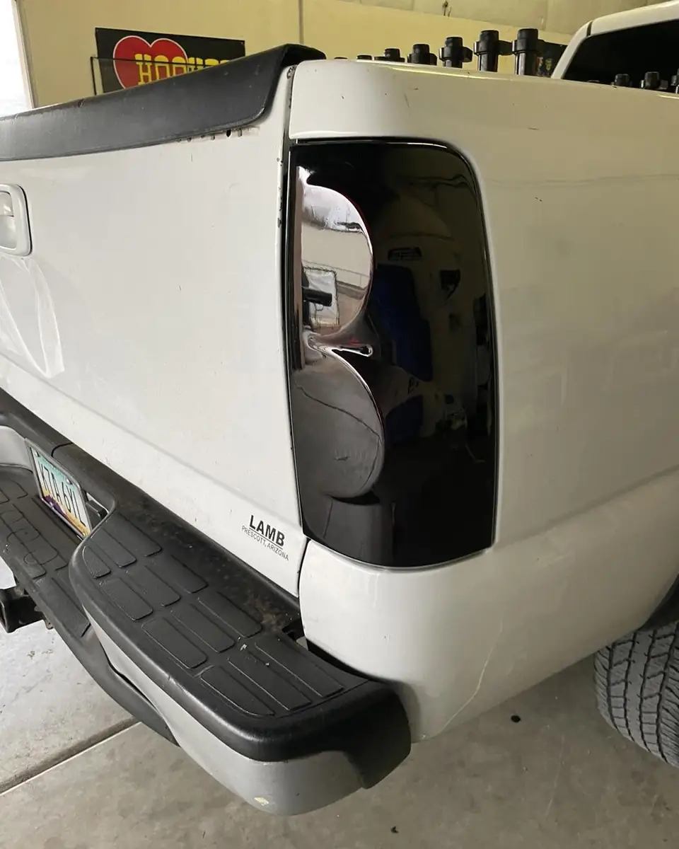 2006 Chevy 2500 smoked taillights: Premium Super Gloss mid-smoke for tails and 3rd brake light (view 2)