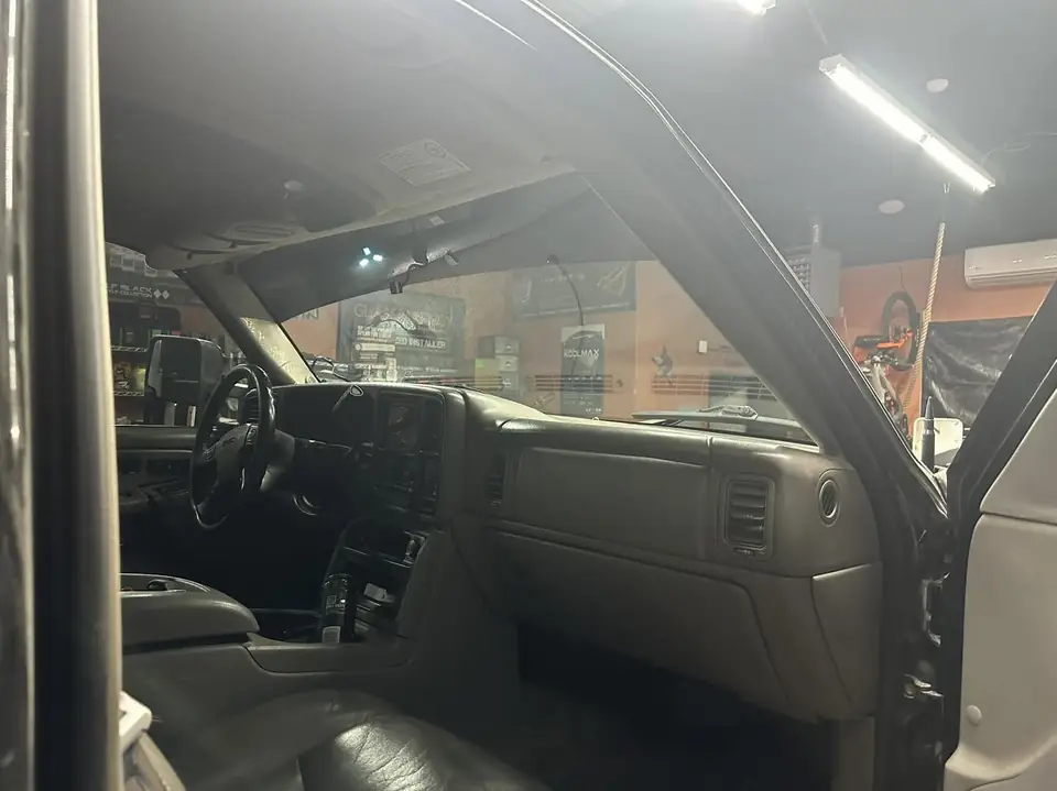 2006 GMC Sierra window tint: Remove front 2 windows, 15% Nano Ceramic front windows, 50% Nano Ceramic full windshield, 5% Visor strip (view 3)