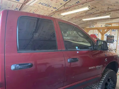 2006 Ram 3500 window tint: Removed old faded tint, Installed new 5% on front doors
