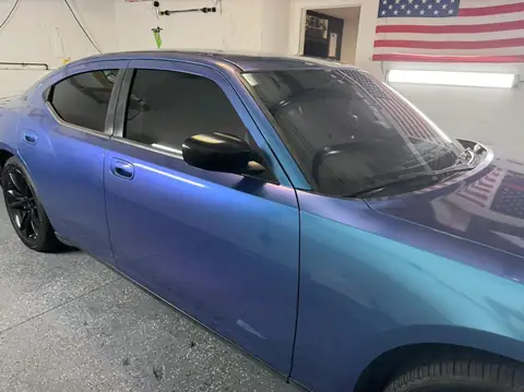 2008 Dodge Charger window tint: Removed all faded old tint from sides and rear, New 15% Ceramic sides and rear, 35% Ceramic full windshield, 5% (view 3)