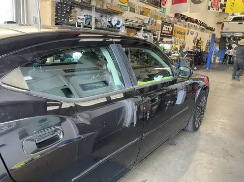 2010 Dodge Charger window tint: All old tint removed, Full BLACKOUT package, 5% premium all doors and rear windshield and sunstrip, 50% premium front (view 2)