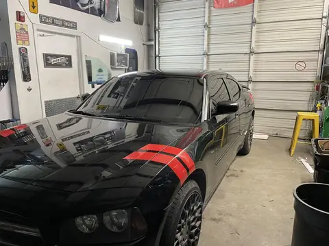 2010 Dodge Charger window tint: All old tint removed, Full BLACKOUT package, 5% premium all doors and rear windshield and sunstrip, 50% premium front (view 3)