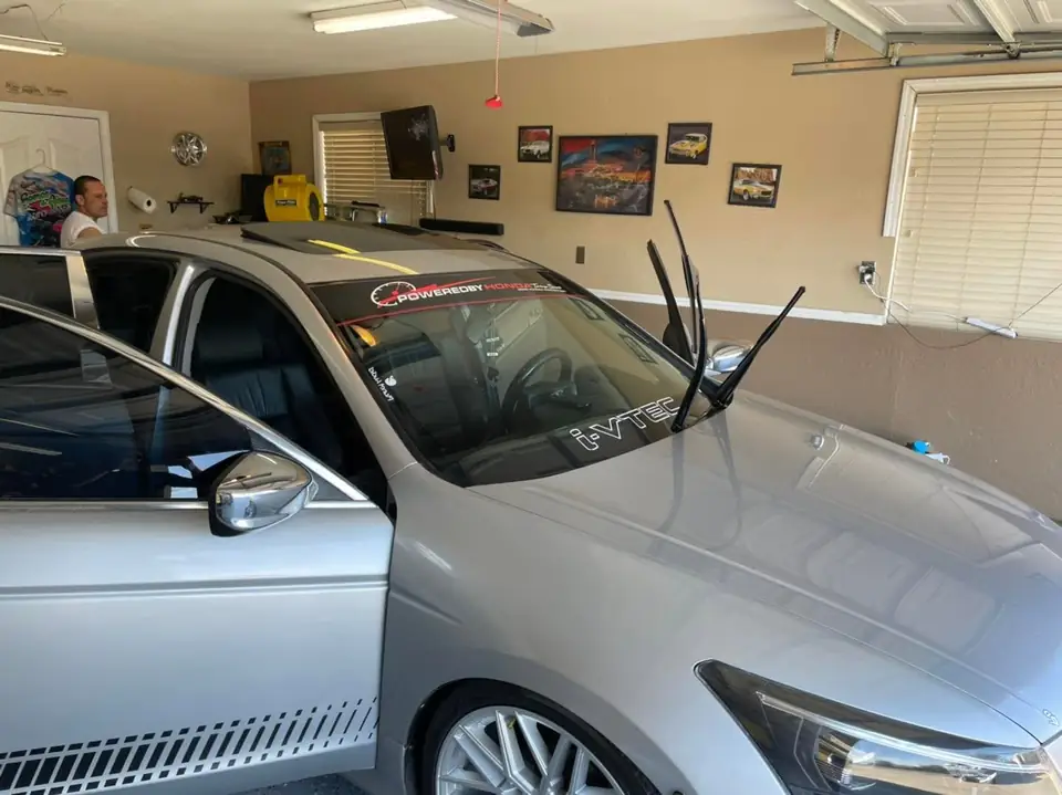 2010 Honda Accord window tint: 35% full windshield, 5% sun strip, 5% second layer over back windshield (view 2)