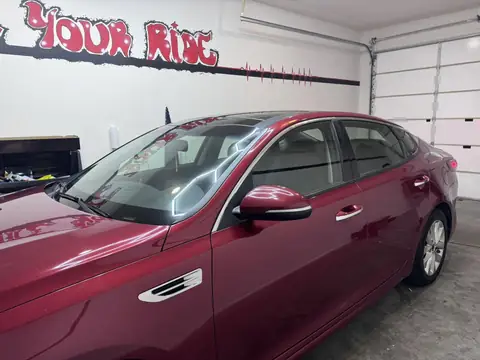 2018 Kia Optima window tint: Removal on 4 doors, 5% Carbon Ceramic all doors and rear glass, 5% sun strip
