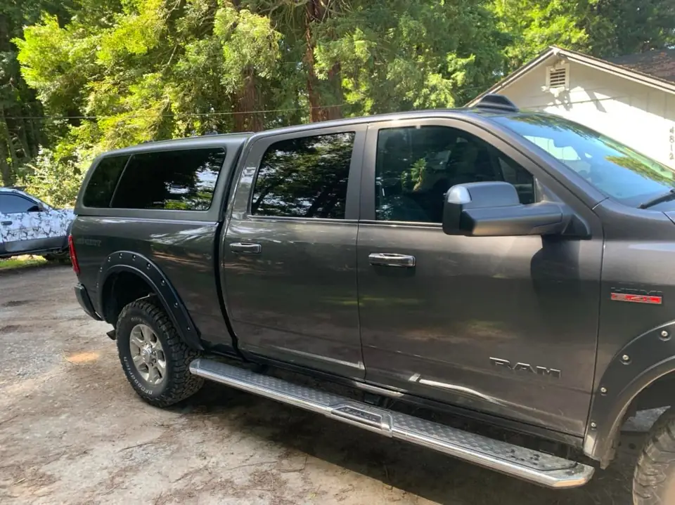 2019 Ram 2500 window tint: 50% front doors, 5% over the 3 large windows on the camper for additional privacy (view 3)