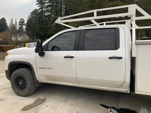 2020 Chevy Silverado window tint: 2020 Silverado 20% matchup on the front doors (view 2)