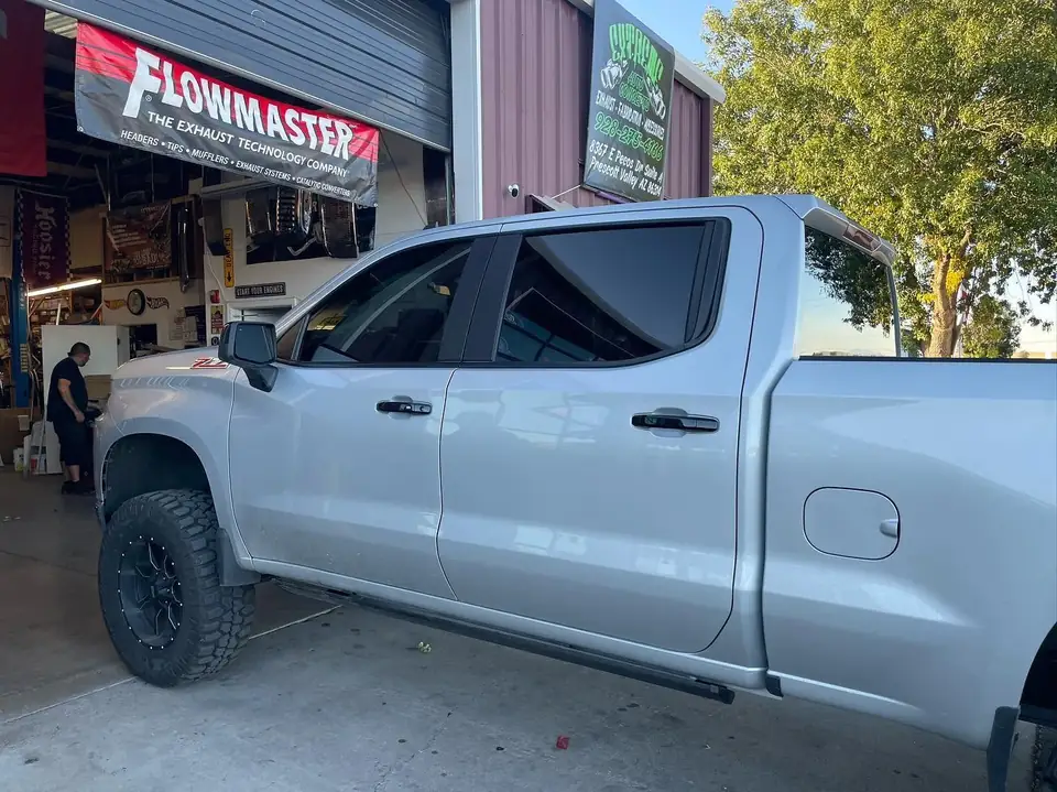 2020 Chevy Silverado Z71 window tint: 15% Ceramic front doors to match factory rear glass (view 2)