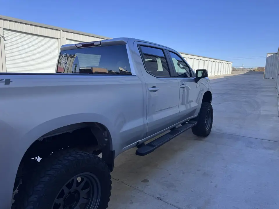 2021 Chevy Silverado window tint: Removal on front doors, 5% rear half, 15% fronts, 5% sunstrip (view 2)