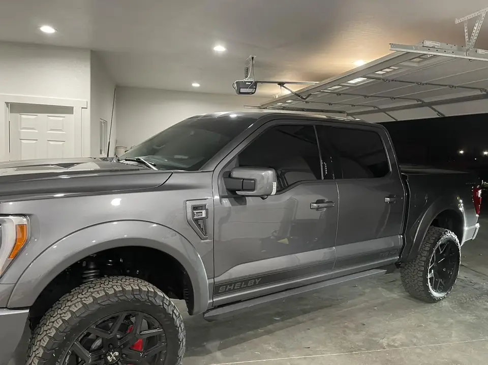 2021 Ford F-150 Shelby window tint: Premium 5% all around, 11.5in 5% sun strip (view 3)