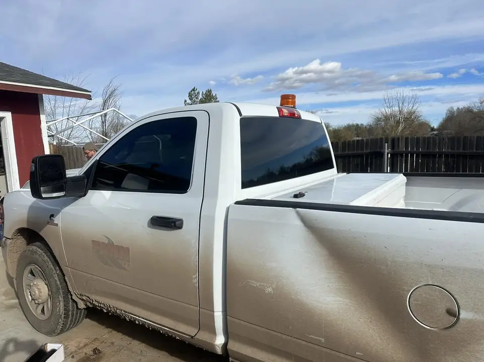 2023 Ram 3500 window tint: 5% nano ceramic over 20% nano ceramic over rear privacy glass window, Nano ceramic side windows, 5% windshield strip (view 2)