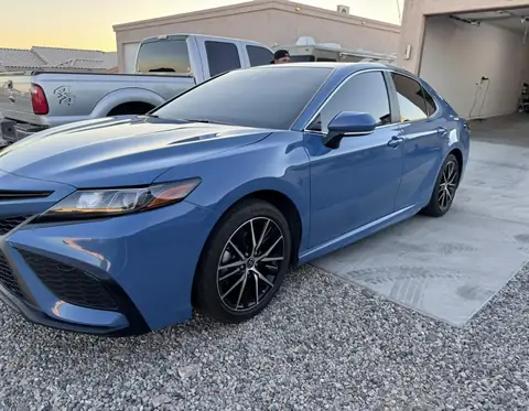 2023 Toyota Camry window tint: 15% Hybrid over 35 on front doors, 50% Hybrid full windshield, 3% sun strip