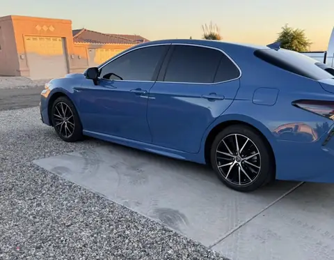 2023 Toyota Camry window tint: 15% Hybrid over 35 on front doors, 50% Hybrid full windshield, 3% sun strip (view 2)