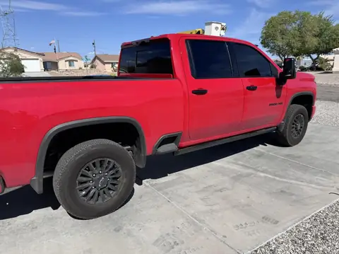 2024 Chevy Silverado window tint: Removal front doors, 3% side roll ups, 5% rear 3 piece glass and sunstrip (view 2)
