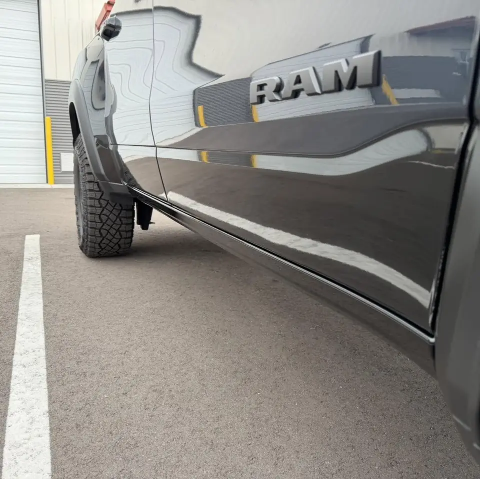2026 Ram 1500 RHO paint protection film: Stage 2 paint protection film: the front quarter of the hood, the front quarter of both fenders, and the rocker panels front to rear, done at the shop in Prescott Valley (view 11)