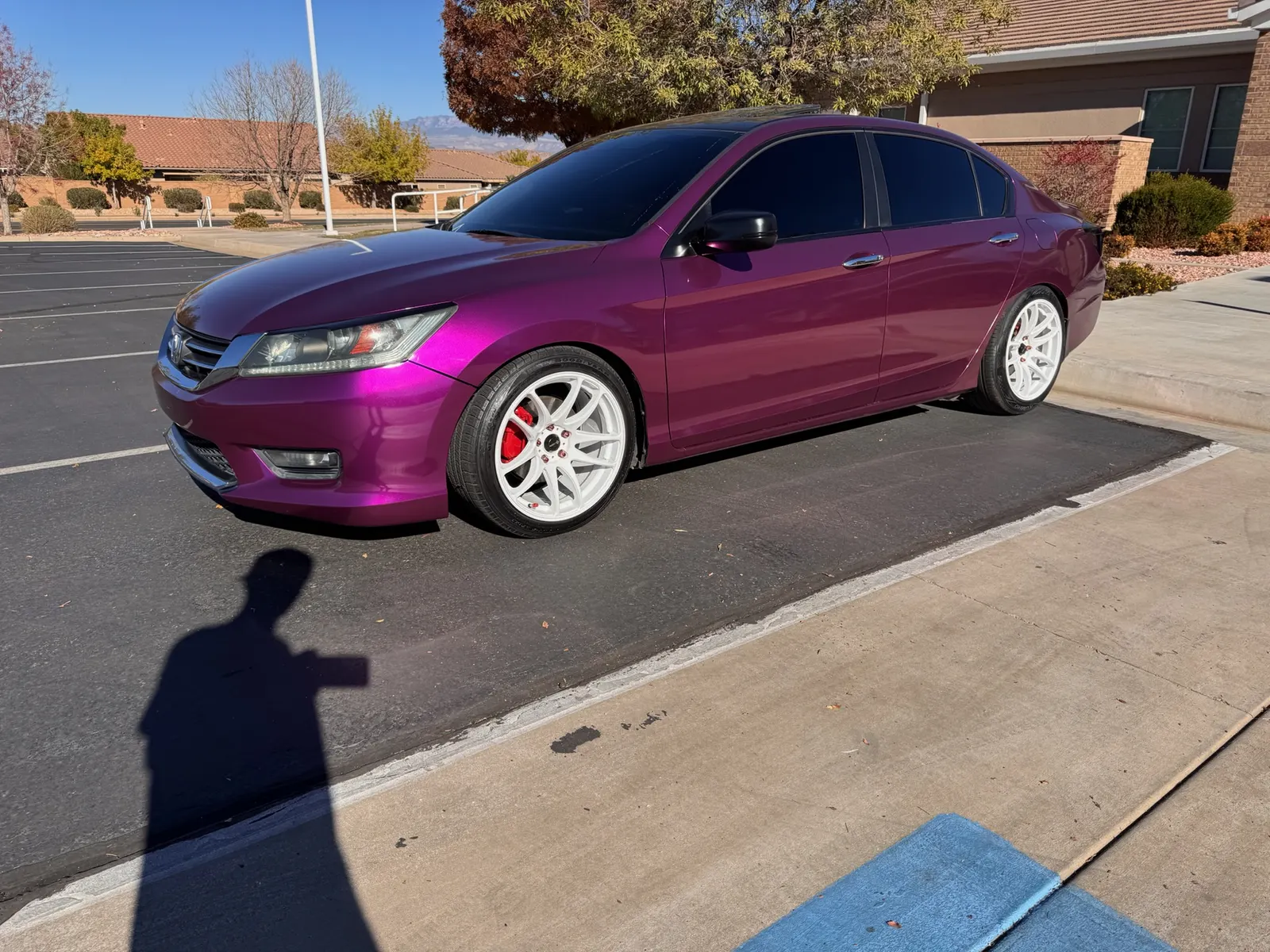 Custom purple Honda Accord with dark window tint