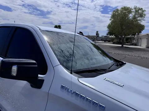Chevy Silverado window tint: 5% Carbon Ceramic sides and rear, 3% Sun Strip (view 3)