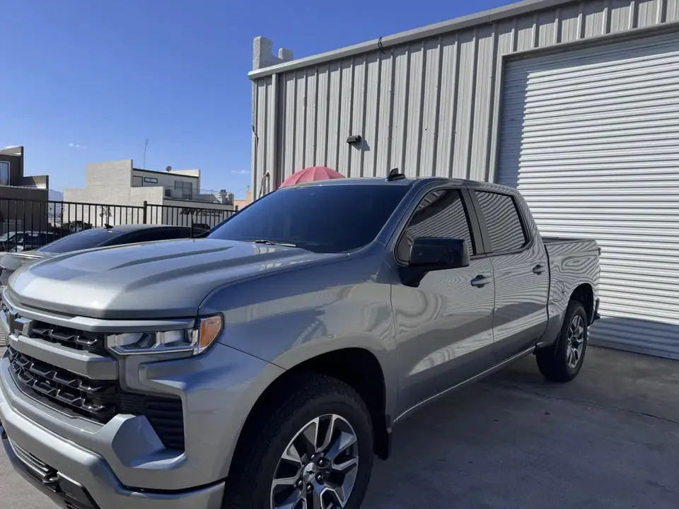 Chevy Silverado window tint: Installed a 35% ceramic IR on the the rear windows (metering at 8%), 15% ceramic IR on the front doors(metering at 11%) (view 2)