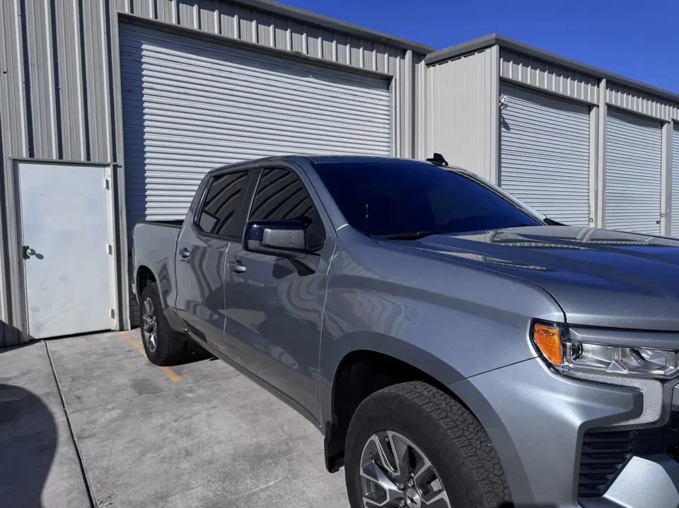 Chevy Silverado window tint: Installed a 35% ceramic IR on the the rear windows (metering at 8%), 15% ceramic IR on the front doors(metering at 11%) (view 3)