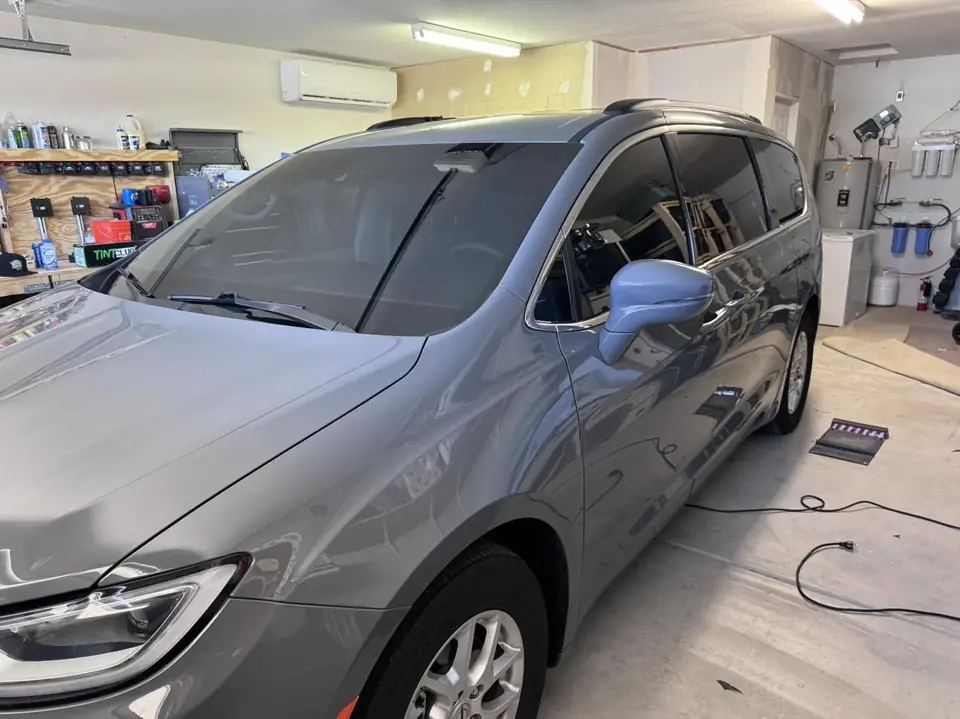 Chrysler Pacifica window tint: 15% Carbon Ceramic all sides and rear, 50% Carbon Ceramic full windshield, 5% windshield strip (view 2)