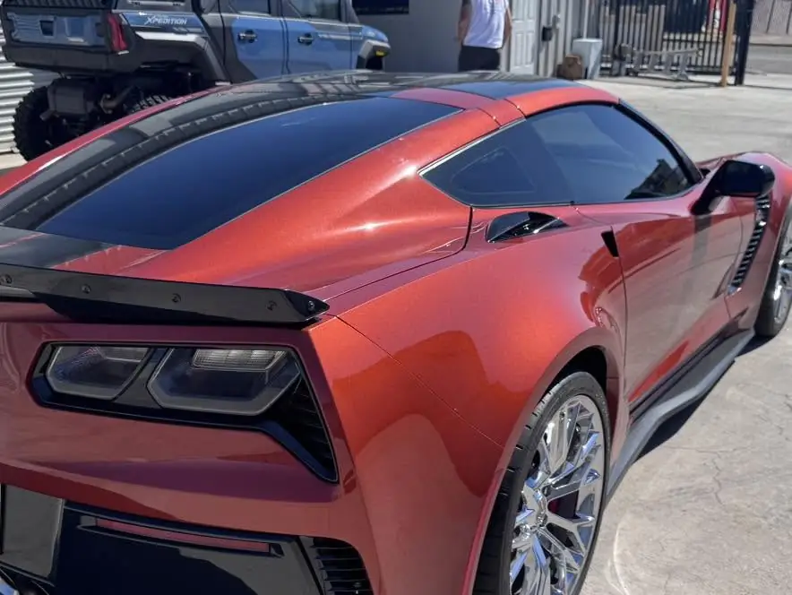Corvette Z06 window tint: 5% rear hatch, 35% doors and quarter windows (view 2)