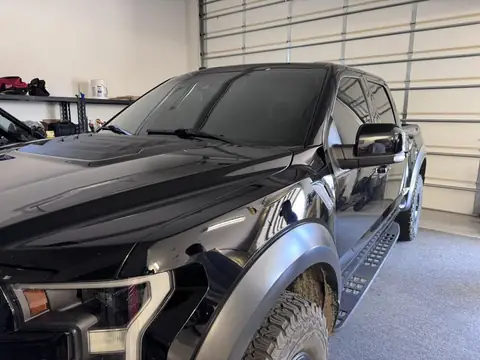 Ford F-150 Raptor and Ford Bronco Raptor window tint: Ford F-150 Raptor: 15% C-IR sides and rear, 50% C-IR full windshield, 5% sunstrip, Ford Bronco