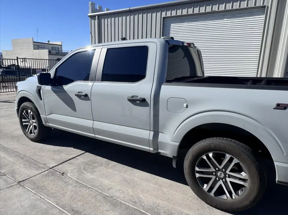 Ford F-150 window tint: Installed our 5% C-IR on both sides and rear window, 5% sunstrip (view 2)