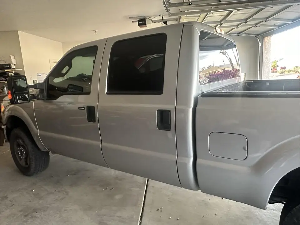 Ford F-250 window tint: Strip all sides and rear, 3% all sides and rear, 50% full windshield, 3% sun strip (view 2)