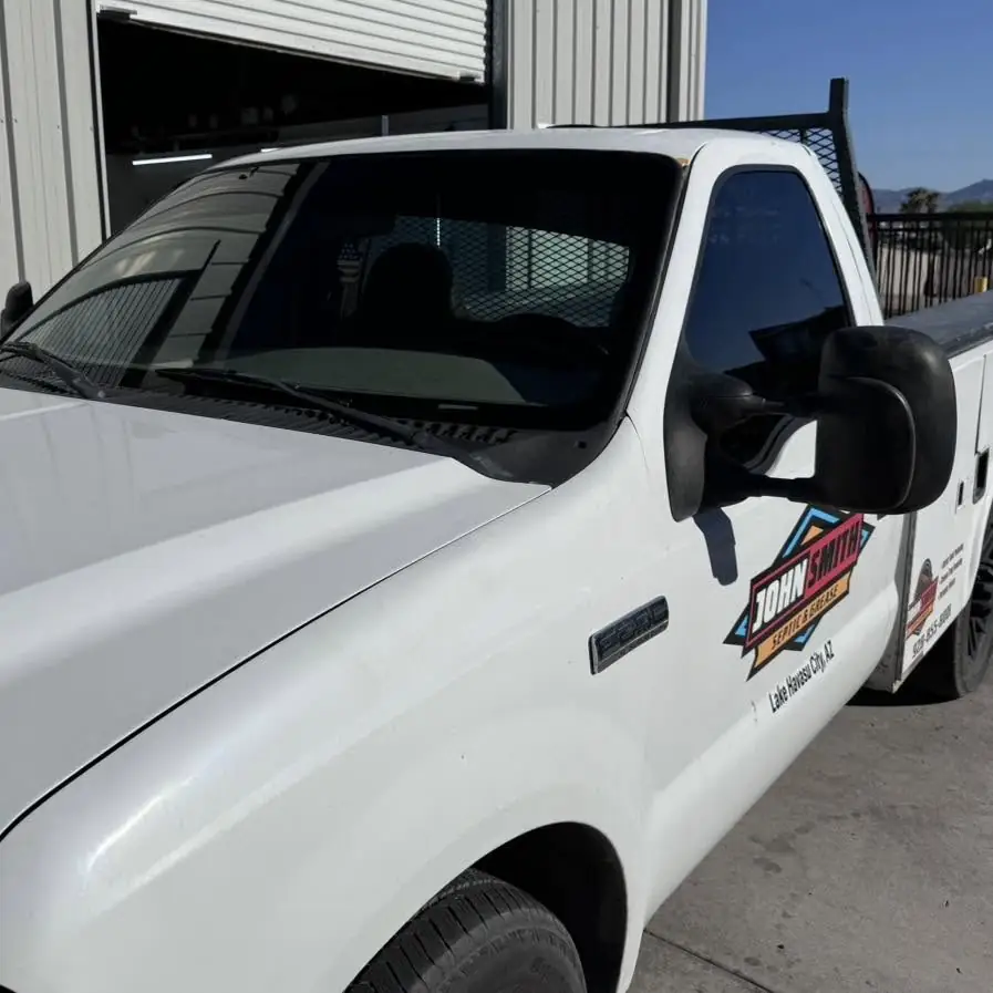 Ford F-250 window tint: 15% sides, 5% sunstrip (view 2)