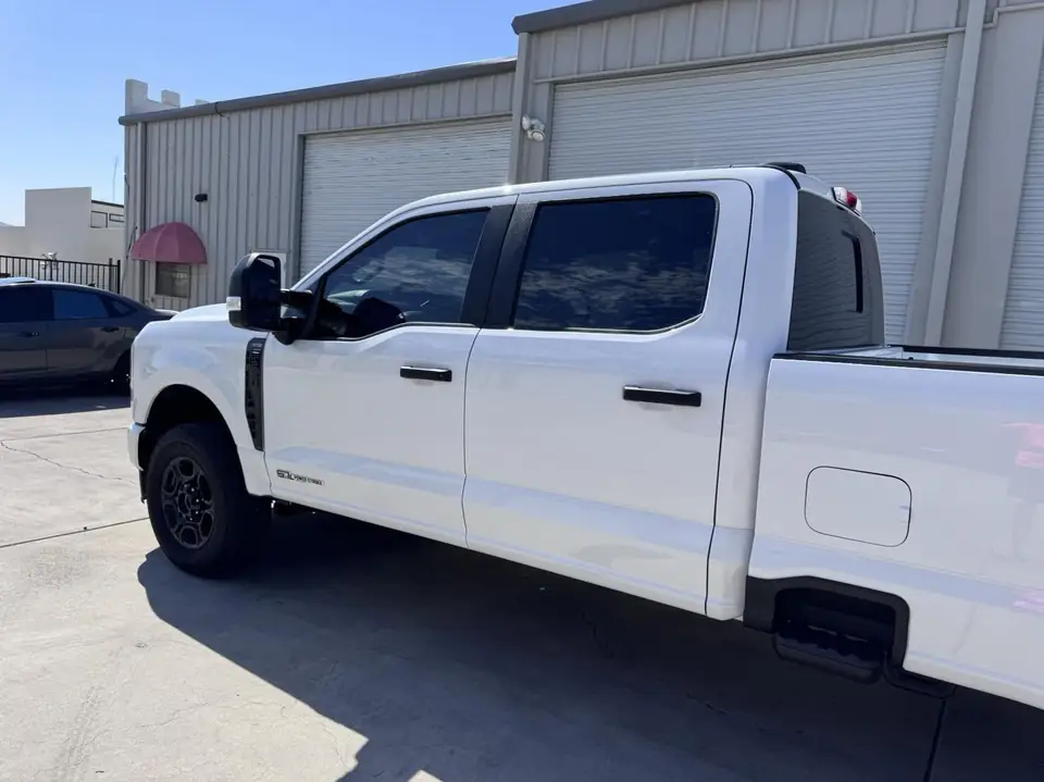 Ford F-250 window tint: 25% front doors to match rear, 5% sunstrip (view 2)