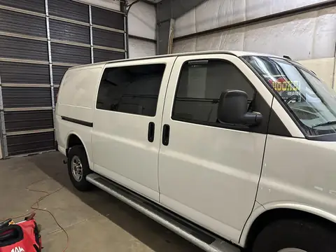 GMC utility van window tint: Premium 5% rear doors and side door windows, Premium 35% fronts