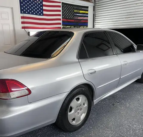Honda Accord window tint: Removal of old faded film, New 5% rear doors and rear window, 15% front doors, 3% sunstrip (view 2)