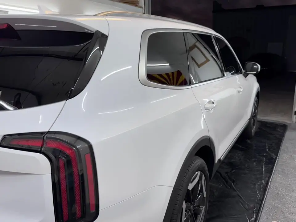 Kia Telluride window tint: Removed film from front doors, 5% all sides and rear, 5% sunstrip (view 3)