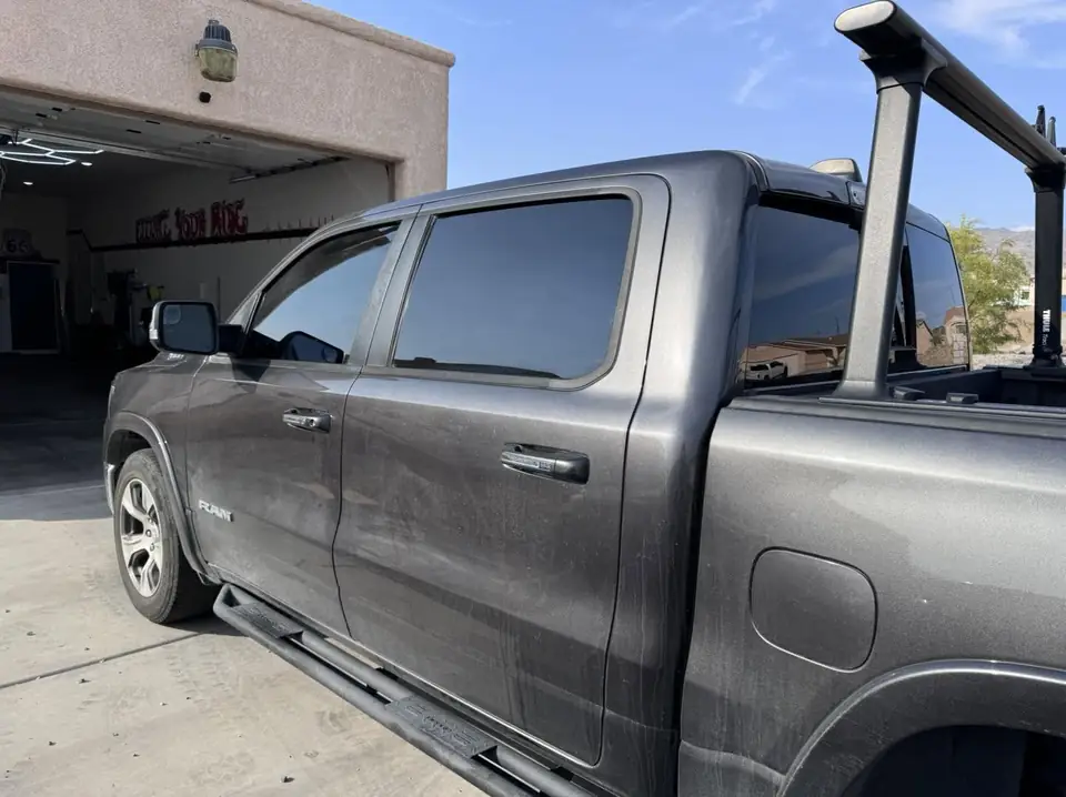 Ram 1500 window tint: 5% rear half, 15% front doors (view 2)