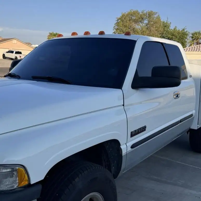 Ram 2500 window tint: 3% over rear 3 privacy windows, 5% front doors, 50% full windshield, 3% sun strip (view 2)