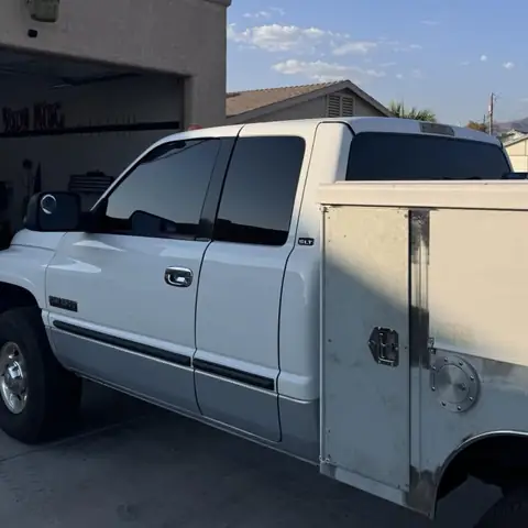 Ram 2500 window tint: 3% over rear 3 privacy windows, 5% front doors, 50% full windshield, 3% sun strip (view 3)