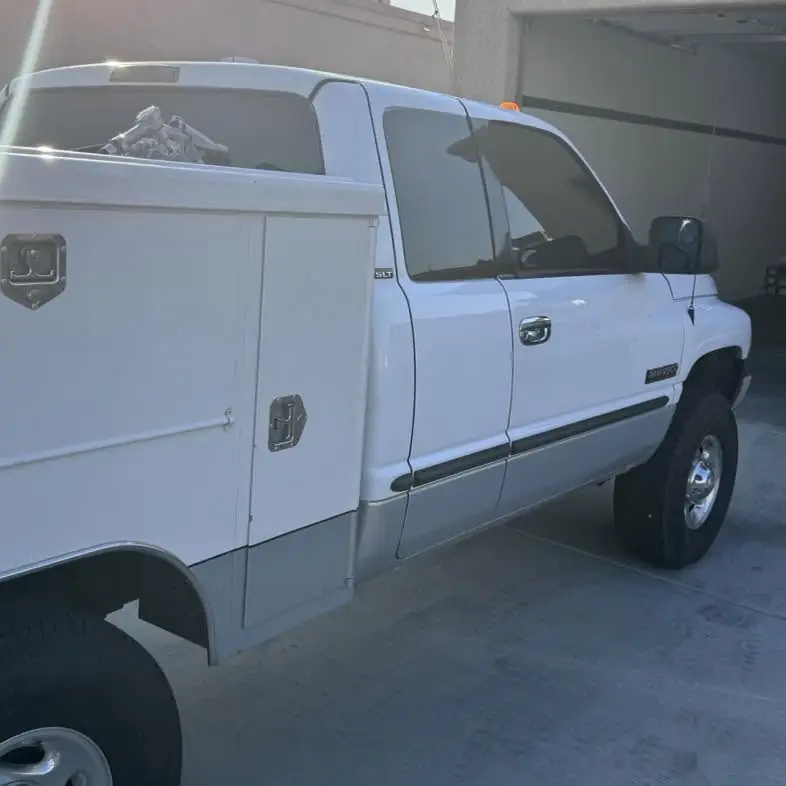 Ram 2500 window tint: 3% over rear 3 privacy windows, 5% front doors, 50% full windshield, 3% sun strip (view 4)