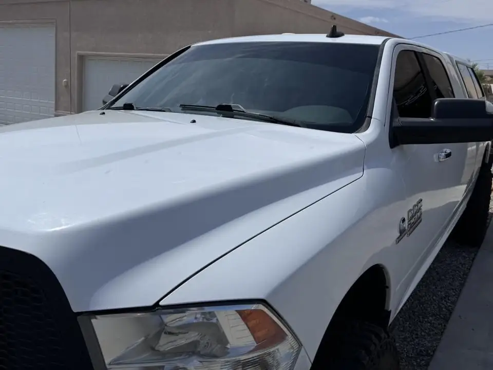 Ram 2500 window tint: 5% Carbon Ceramic rear doors and rear 3piece window, 3% Carbon Ceramic front doors to match rear, 3% Sunstrip (view 2)