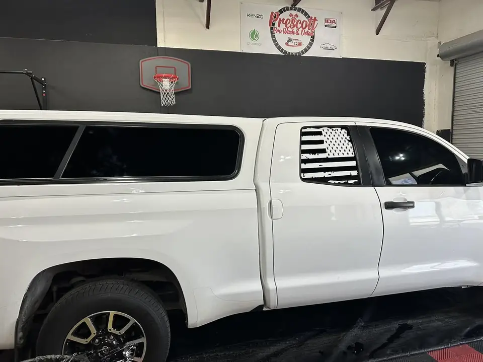 Toyota Tundra window tint: Old tint remove from all doors, 5% Nano Ceramic front doors rear doors, camper sides and rear hatch (view 3)