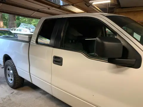 White pickup window tint: Customer came back for a second layer of 5% over the 5% we previously installed on the rear 3 windows and 5% medium visor